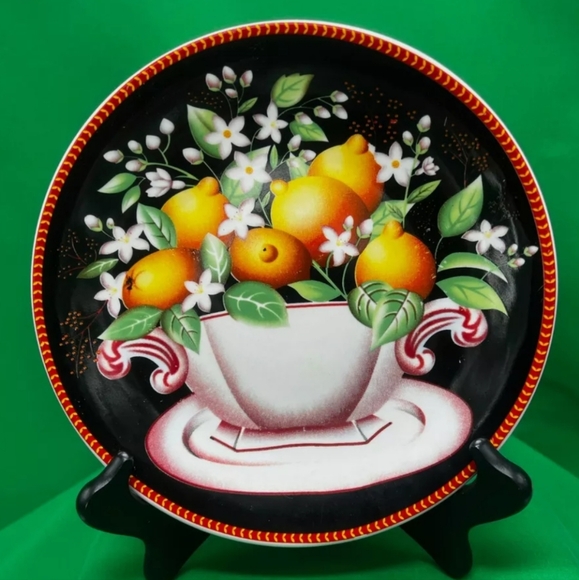 Decorative Fruit Plate Set - Black with Multicolor Design - Picture 2 of 11
